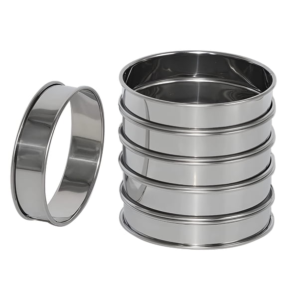 ACDANC 2026 New Round Cookie Cutter,6 Pack 4 Inch Double Rolled English Rings Stainless Crumpet Rings Rings Round Cookie Rings for Baking