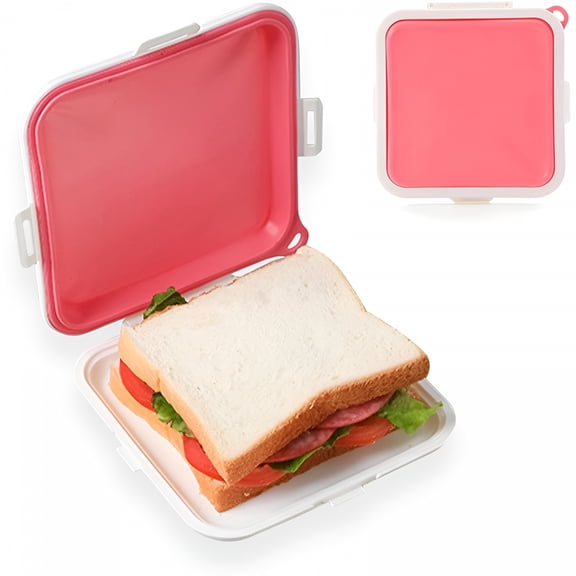 ACDANC 2026 New Sandwich Containers,Silicone Sandwich Storage with Snap-Off,Sandwich Box for Lunch,Bpa Free,Leakproof,Reusable Plastic Sandwich Holder for Fruit,Salad,Snacks and Food Storage