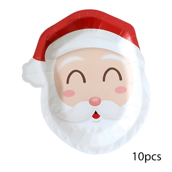 ACDANC 2026 New Santa Face Disposable Paper Plates 10 Pack Christmas Shaped Dinnerware Holiday Party Table Decor Festive Table Setting 9.25X7.87 Inch Disposable A