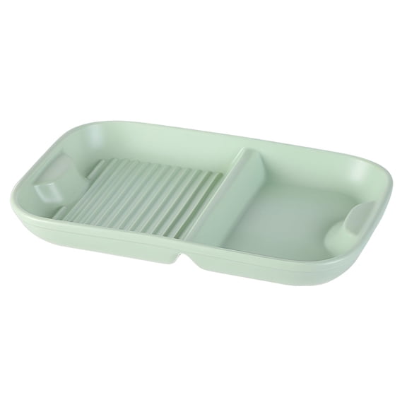 ACDANC 2026 New Serving Dishes Effortless Maintenance Food Tray High Temperature Ceramic Serving Trays for Dinner Snacks Two Compartment Divider Light Green
