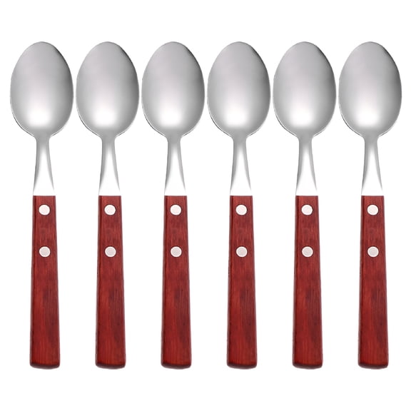 ACDANC 2026 New Serving Spoons Stainless Steel Red for Gatherings Dessert Eating Mixing 6Set 7.9X1.5X0.5In,For Parties,Events,Dining,Banquets,Home Gatherings.