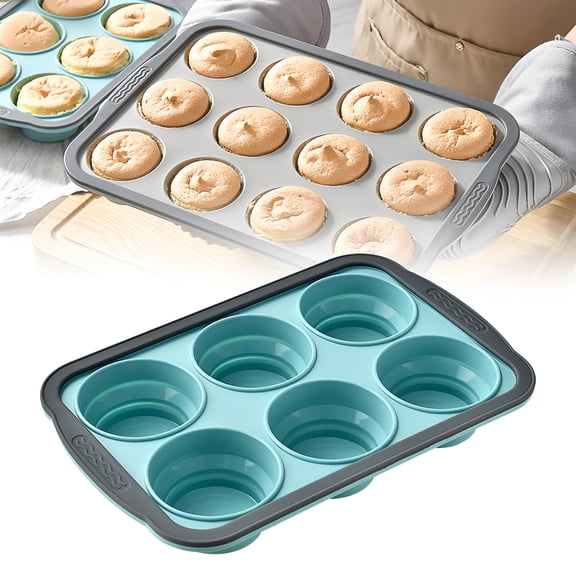 ACDANC 2026 New Silicone Muffin Pan 12 Cup with Metal Frame,Non Stick Jumbo Cupcake Pan with Handles,Bpa Free Silicon Mini Muffin Tin Regular Tray for Baking,Egg Bites Silicone Mini Muffin Pan