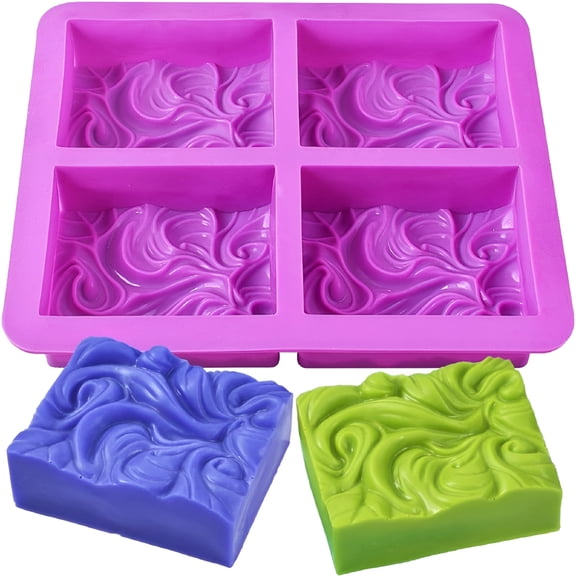ACDANC 2026 New Silicone Soap Square Molds,Diy Handmade Soap Mold with Ocean Wave Pattern for Milk Soap(3.5 Oz Cavities)(Purple),For Soap Making,Craft Projects,Diy Gifts,Home Spa,Custom Soaps