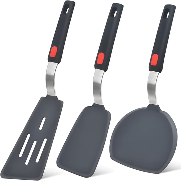 ACDANC 2026 New Silicone Spatula Turner Set of 3,600F Heat Resistant Cooking Spatulas for Nonstick Cookware,Large Flexible Kitchen Utensils Bpa Free Rubber Spatula Set for Egg,Pancake,Fish,Burger