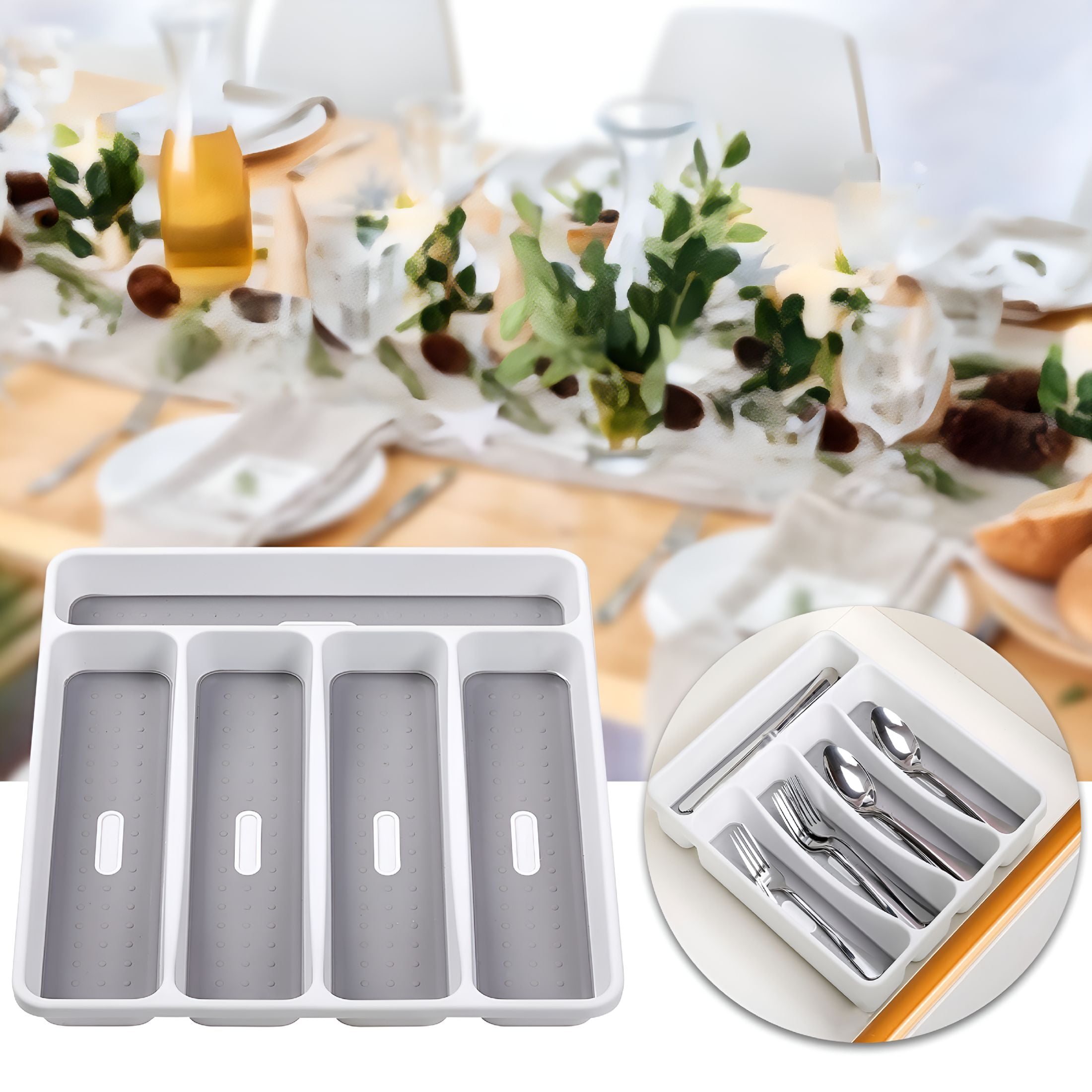 ACDANC 2026 New Silverware Tray 5-Compartments Kitchen Organizer, for Kitchen Storage, Utensil Organization, Countertops, Drawers, Home Organization.
