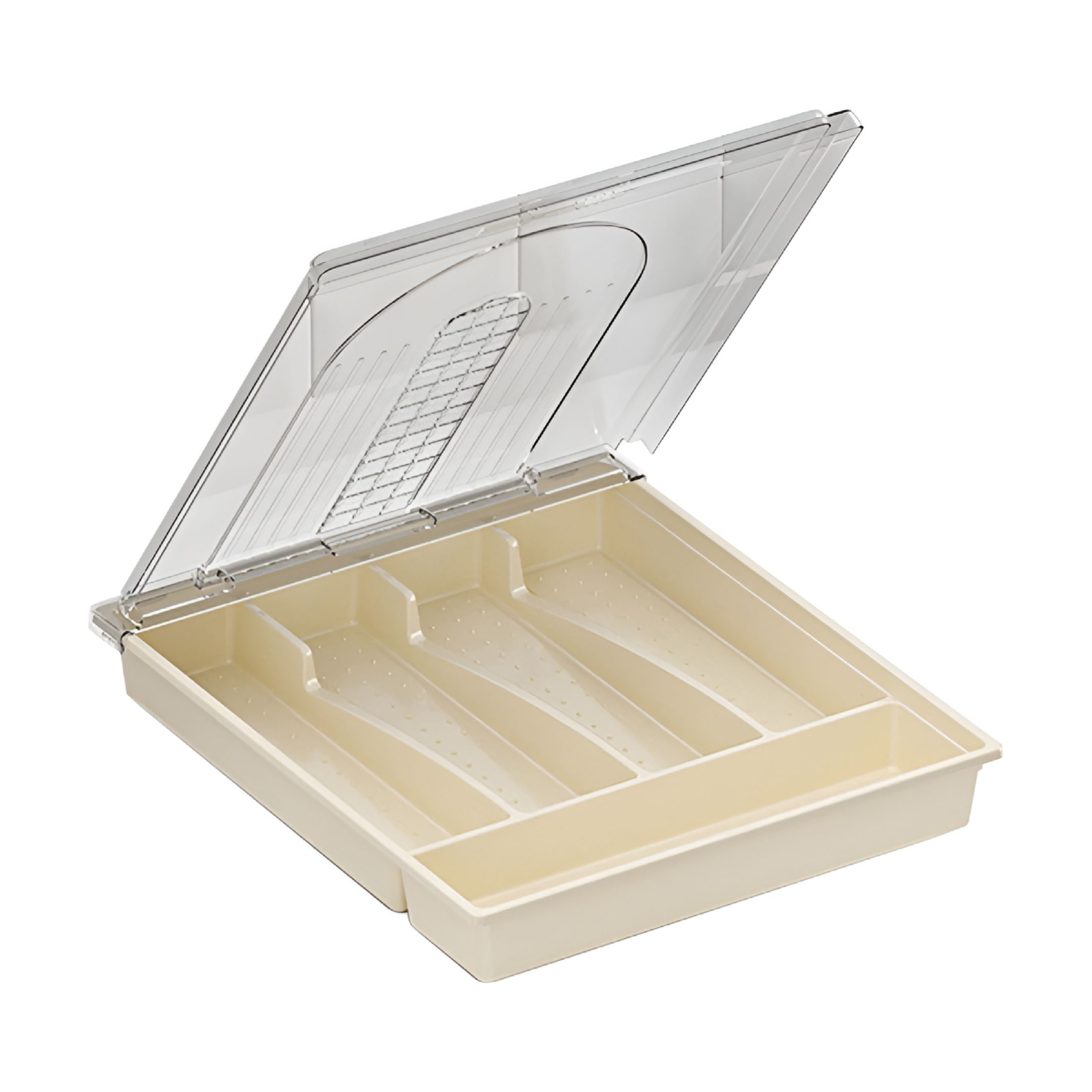 ACDANC 2026 New Silverware Tray with Lid,Utensil Drawer Organizer for Kitchen Countertop Plastic Flatware Organizers and Storage Holder 5 Compartments Kitchen Drawer Organizers for Utensils