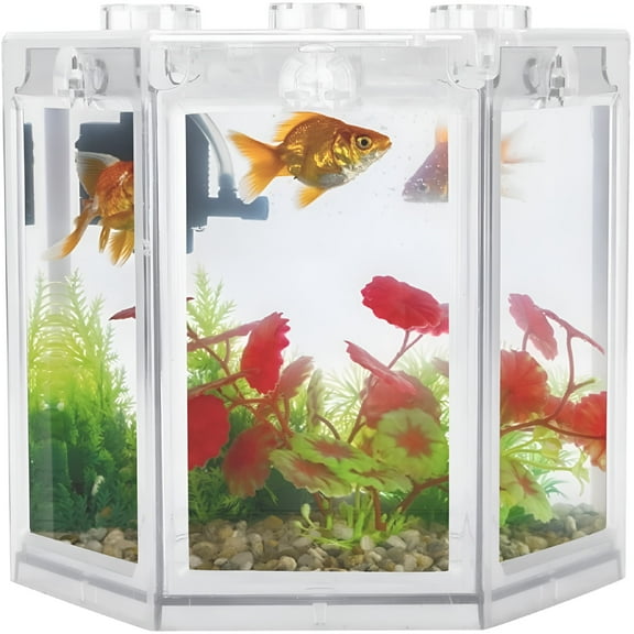 ACDANC 2026 New Small Beta Fish Tanks,Stackable Mini Tank Aquarium Starter Kits,No Clean Corners,Tiny Fish Tank for Shrimp Moss Seaweed Balls Sea Monkeys,Clear