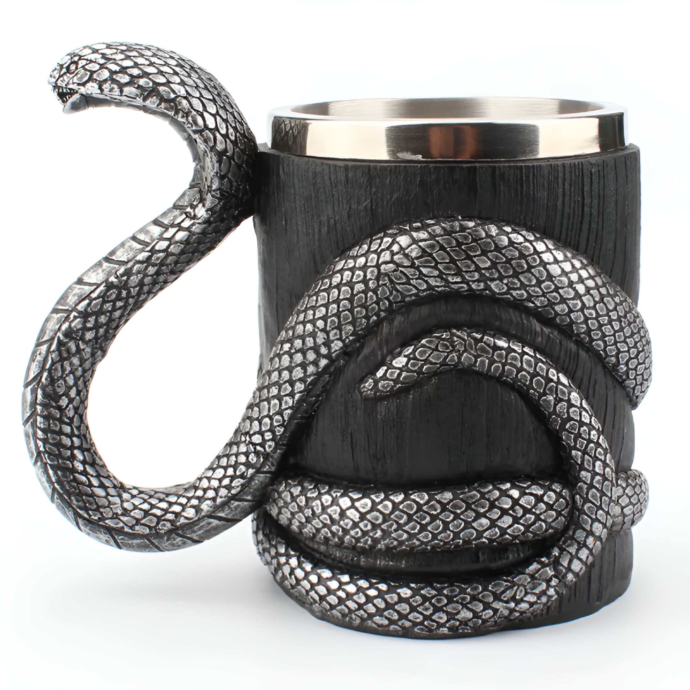 ACDANC 2026 New Snake Coffee Mug Cup Cobra Drinking Cups,Stainless Steel Beer Mug Espresso Cup Beverage Mug for Milk Coffee Ice Cream Tea Juice for Home,Office,Outdoor,Bar (Black)