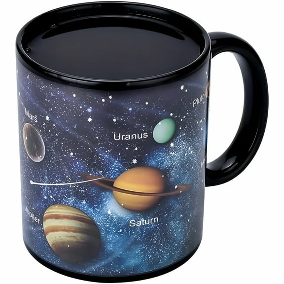 ACDANC 2026 New Solar System Color Changing Coffee Mug Outer Space Pattern Ceramic Water Cup Heat Sensitive Coffee Cups Summer Winter Drinkware for Home,Office,Study,Reading,Black 301-400Ml
