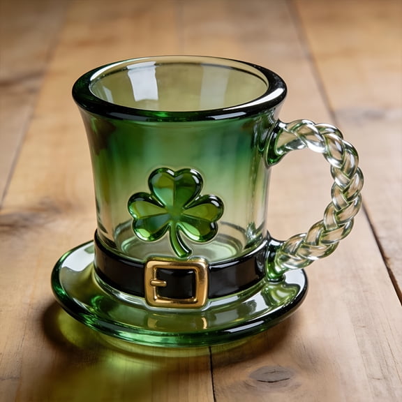 ACDANC 2026 New St. Patrick'S Day Leprechaun Hat Shaped Beer Mug,Green Gradient Glass Cup with Celtic Knot Handle,Irish Themed Festival Drinkware for Beer Cocktails,Party Decor and Gift,16Oz