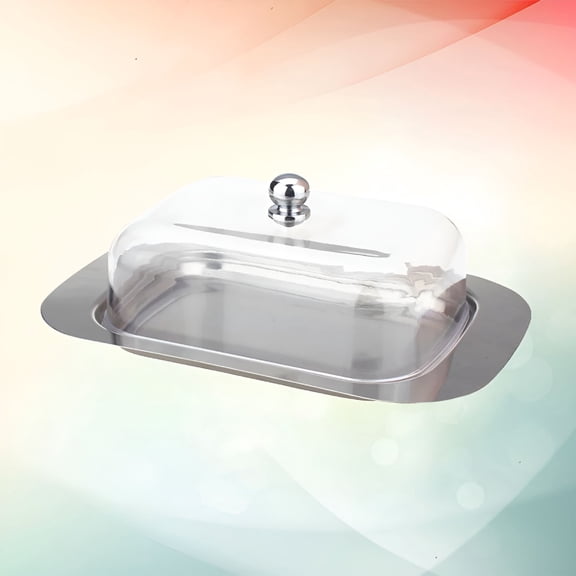 ACDANC 2026 New Stainless Steel Butter Dish with Plastic Lid,Kitchen Cream Serving Tray,Cheese Holder for Dining,Table Setting,Kitchen Storage,Food Presentation,Serving