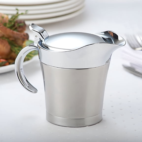 ACDANC 2026 New Stainless Steel Double Layer Insulation Flavor Sauce Pot Gravy Boat Serving Jug Kitchen Utensils 450Ml, for Serving Sauces, Gravies, Dressings, Cooking, Dining, Parties