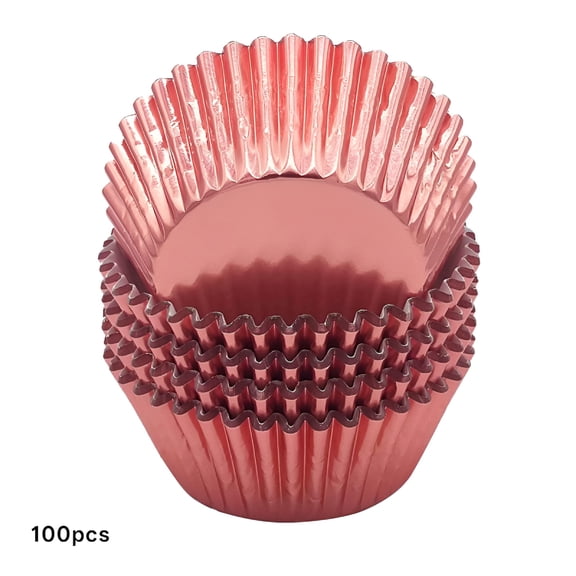 ACDANC 2026 New Standard Rose Gold Foil Cupcake Liners Muffin Baking Cups for Party and More for Birthday, Wedding, Baby Shower, Holiday, Picnic, 100-Count