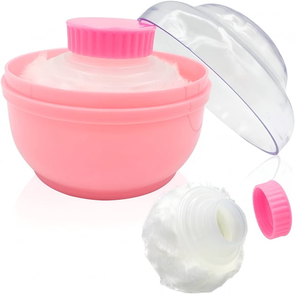 ACDANC 2026 New Storage Body Powder Container, Large 3.5" Fluffy Body After-Bath Powder Case, Baby Care Face/Body Powder Puff Box, Makeup Cosmetic Talcum Powder Container with Hand Holder (Pink)