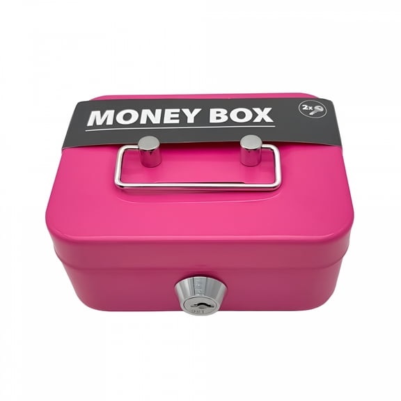 ACDANC 2026 New Sturdy Handles Lockable Security with Coin Slot, Pink, for Safekeeping Coins, Small Valuables, Personal Security, Storage Solutions, Home Or Office Use