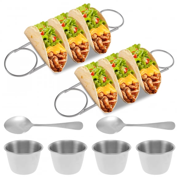 ACDANC 2026 New Taco Holder Kit, 3-In-1 Taco Set - Taco Shell Stand + Serving Tray + Sauce Cup, Taco Presentation Rack Plate for Taco Tuesday Bar Party, Gifts for Taco Lovers Holiday Accessories