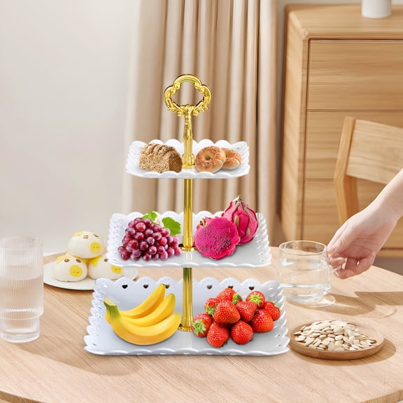 ACDANC 2026 New Tiered Serving Tray Cake Stand for Birthday Weddings,Reusable Nut Storage Bowl & Cake Platter,Rustic Dessert Plate & Cupcake Stand,Multi-Use Food Display Tower