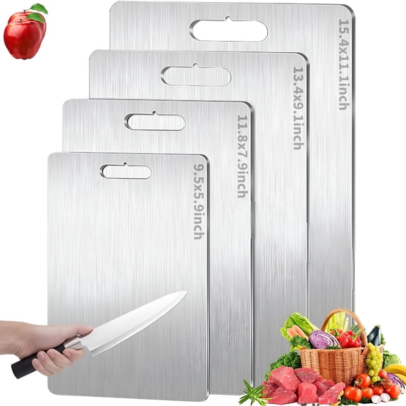 ACDANC 2026 New Titanium Cutting Board,100% Pure Titanium Cutting Boards for Kitchen,Stainless Non Stick Cutting Board for Countertop for Meat,Bread,Vegetable,Fruit Chopping (11.8X7.9In),Silver