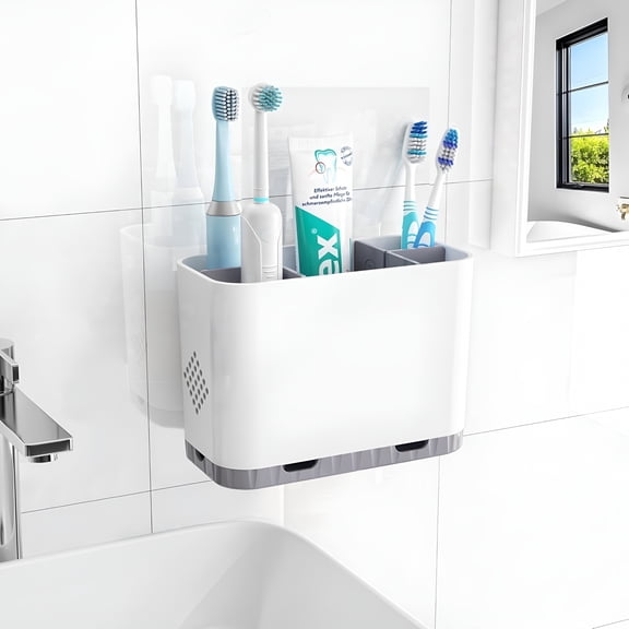 ACDANC 2026 New Toothbrush Holder for Bathroom Countertop&Wall Mount-Detachable 5-Slot Electric Toothbrush Storage,Hygienic Toothpaste Caddy with Removable Dividers for Shower&Family Organization