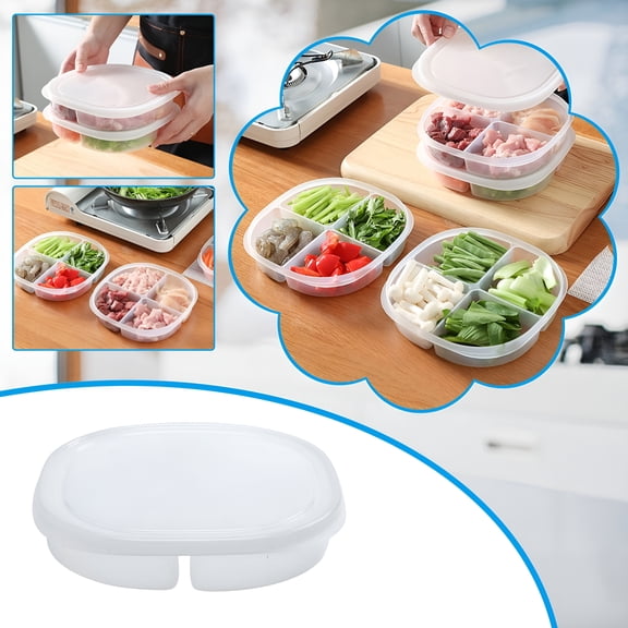 ACDANC 2026 New Tupperware Sets with Lids,Transparent Refrigerator Storage Box with Lid Four Division Onion and Garlic Sub Plating Food Grade Refrigerator Meat Plate for Home,Kitchen,Pantry,Fridge