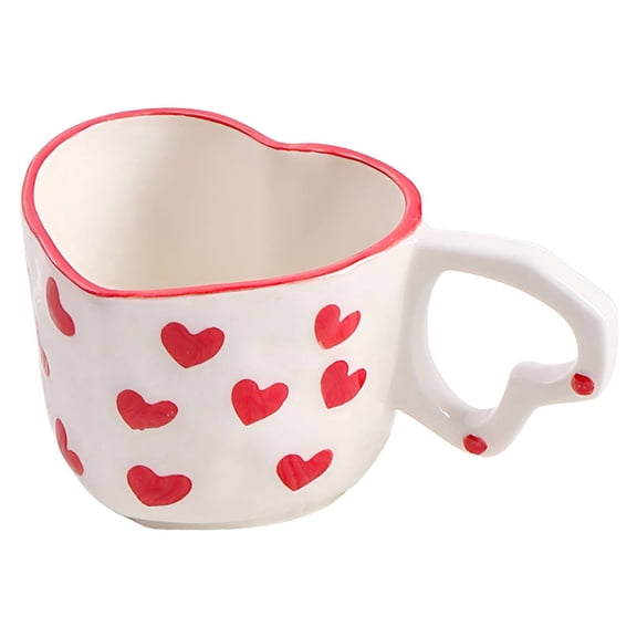 ACDANC 2026 New Valentines Cups Creative Heart Shape Heart Mug Flowing Line Design Valentines Day Cups for Valentines Party Home Cafe Restaurant Gift Dating Anniversary Coffee Tea Red 240Ml
