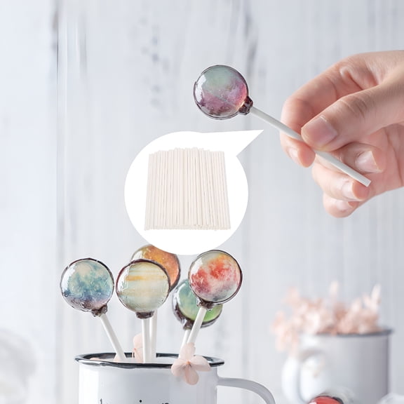 ACDANC 2026 New White Paper Lollipop Sticks for Baking Use Perfect for Cake Pops Candy Making and Decorations 100Pcs, for Cake Pops, Candy Making, Decorations, Desserts, Party Treats