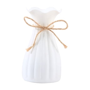ACDANC 2026 New White Plastic Ruffle Vase,Unbreakable Small Mini Flower Vase for Pampas Calla Lily Tulip,6.3"Es,Minimalism Modern Style for Home Living Room Dining Table Farmhouse Office Decor