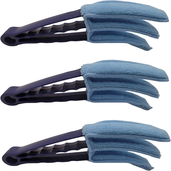 ACDANC 2026 New Window Blind Cleaner Duster Brush with Washable 3 Finger Microfiber Sleeve,Shutter Cleaning Tool (1 Pack,Blue)