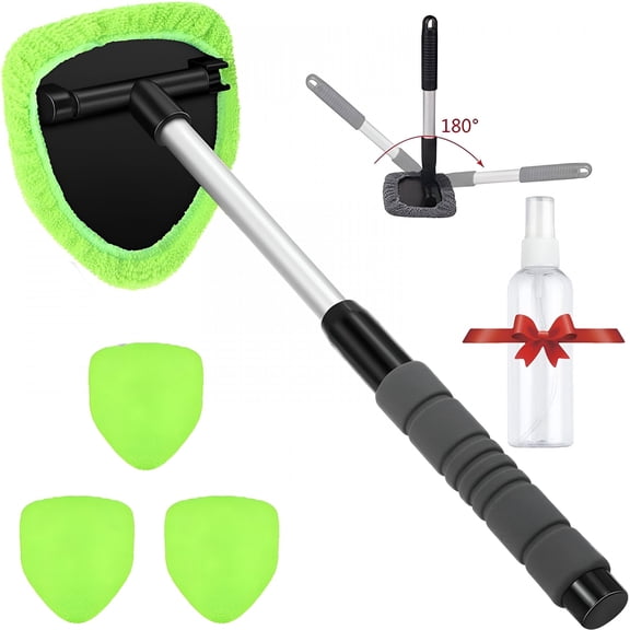 ACDANC 2026 New Windshield Cleaning Tool,Microfiber Car Window Cleaner with 4 Reusable and Washable Microfiber Pads and An Extendable Handle for Car,Suv,Truck,Van