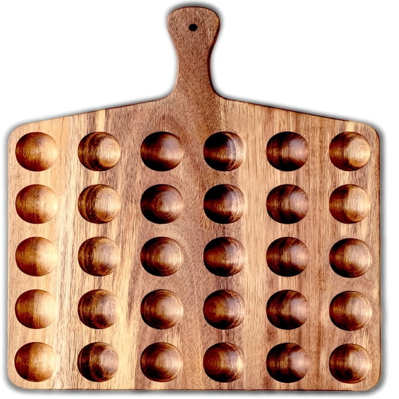 ACDANC 2026 New Wooden Deviled Egg Tray,24 Holes Deviled Egg Platter with Handle,Reversible Charcuterie Board for Easter Parties and Kitchen Countertop Organizer Deviled Egg Board