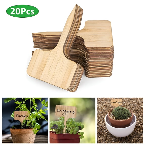 ACDANC 20Pcs Bamboo Plant Labels Vegetable Garden Markers T-Type Plant Tags for Plants Bamboo Plant Flower Succulents Labels Tags Garden Nursery Pots Markers