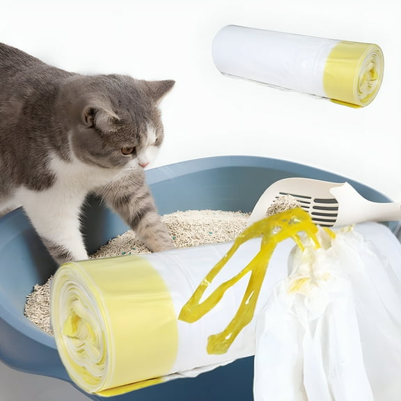ACDANC 20Pcs Cat Waste Bags Self-cleaning Cat Litter Box Waste Bags Drawstring Pet Litter Bags Heavy Duty Cat Litter Trash Bags Refill Waste Bags for Automatic Cat Litter Box