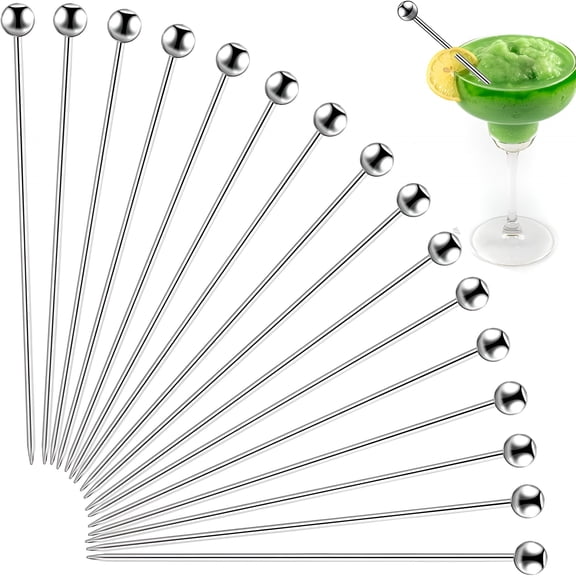 ACDANC 20Pcs Cocktail Picks Stainless Steel,4 Inch Reusable Metal Cocktail Skewers Olive Pick,For Appetizers Drink Decor,Silver