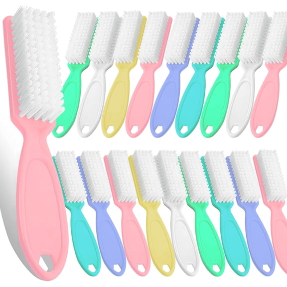 ACDANC 20Pcs Handle Grip Nail Brush, Hand Fingernail Cleaner Brush Manicure Tools Scrub Cleaning Brushes Kit for Toes and Nails Women Men Nail Brush Cleaner(Random Colors)