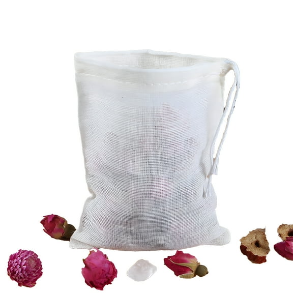 ACDANC 20Pcs Muslin Drawstring Bags, Spice Bags for Cooking, Reusable Straining Herbs Cheesecloth Bags, Coffee Tea Brew Bags, Soup Gravy Broth Stew Bags, Bone Broth Brew Bags