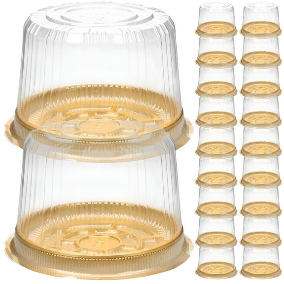 ACDANC 20pcs Clear Plastic Cupcake Boxes Cake Dome Carrier Round Cake Transport Holder Display Container for Home Party Bakery Shops