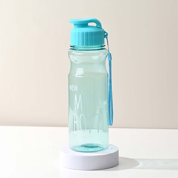 ACDANC 23 Oz Clear Water Bottle with Lanyard, 650ml Leak Proof Sports Jug for School Office and Outdoors, Portable Fitness Hydration Container in Blue