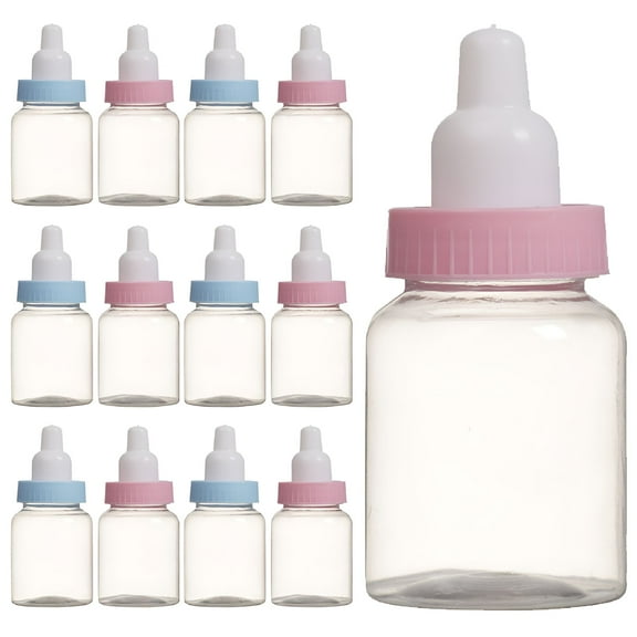 ACDANC 24 Pcs Baby Shower Prizes Party Favors Bottles Gender Reveal Candy Gifts to Feed Feeding Clear Mini Milk