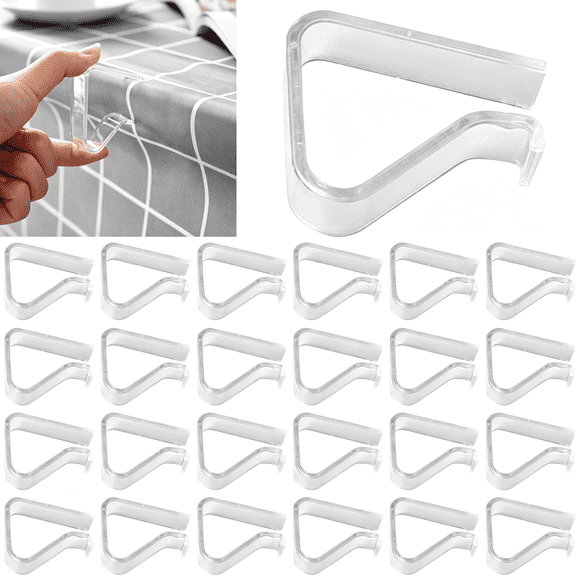ACDANC 24 Pieces Transparent Clear Tablecloth Clips,Plastic Table Cloth Clips,Windproof Table Cover Holder Clamps,Table Cloth Holder for Christmas Home Wedding Party Indoor Outdoor Camping Picnic