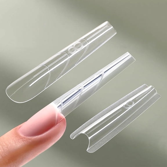 ACDANC 240Pcs Sandwich Dual Nail Forms,Long Coffinnail Extensions-Dualforms for Builder Gel&Polygel,Reusable Acrylic Nails Molds Quick Building for Diysnails Art(1Set)