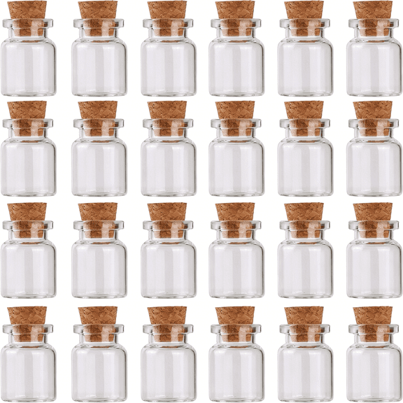 ACDANC 24Pcs Mini Glass Bottles with Cork Stoppers 5Ml Diy Art Crafts Storage Container,Tiny Glass Vials Cork for Wedding Decoration,Small Glass Jars Party Favor