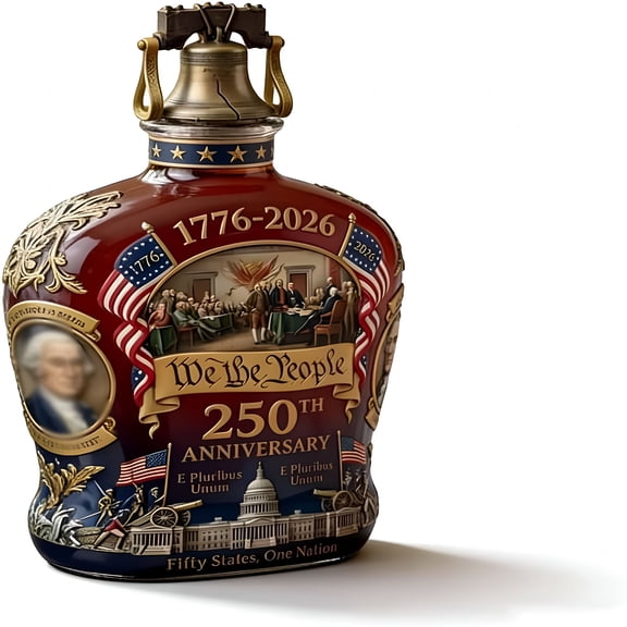 ACDANC 250 Anniversary Whiskey Bottle - 250 Anniversary Decanter 250th Anniversary We The People Heritage Whiskey Glass Declaration of Independence Design (Color C)