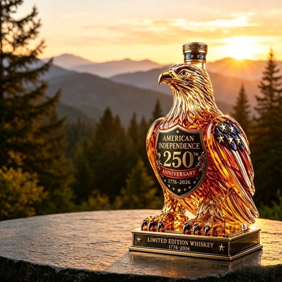 ACDANC 250 Anniversary Whiskey Decanter American Eagle 250Th Anniversary Commemorative Bottle, 1776-2026 Usa Patriotic Eagle Whiskey Bottle for Home Bar Display Decor and Gift for Veterans Dad (B)