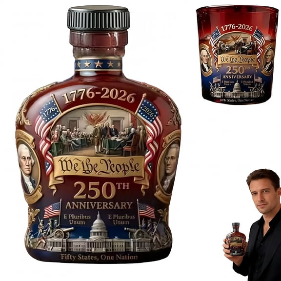 ACDANC 250Th Anniversary Commemorative Whiskey Bottle,We the People Heritage Whiskey Glass,250Th Anniversary Whiskey Bottle for Liquor,Scotch,Bourbon Or Wine