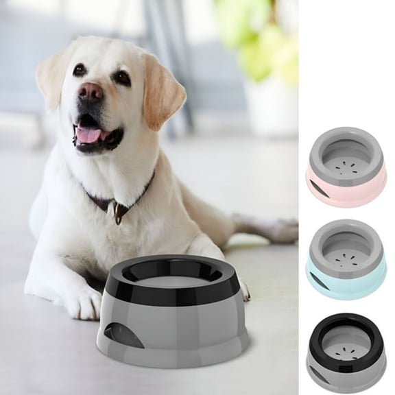 ACDANC 25Oz No-Spill Slow Drink Dog Water Bowl with Floating Disk Spill-Proof Portable Pet Bowl for Cats&Small Dogs,Non-Slip Travel Feeder for Car,Home,Rv(750Ml,Easy-Clean)-Gray
