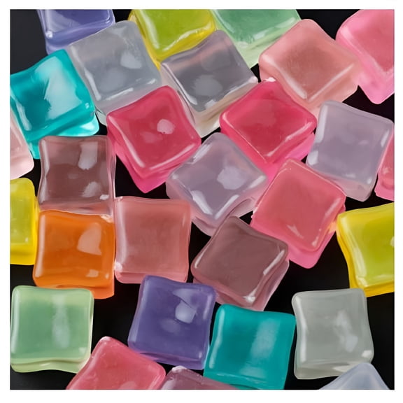 ACDANC 25Pcs Reusable Acrylic Ice Cubes, 18x18mm Crystal Clear Decorative Cubes for DIY Crafts, Party Decor, Home Decoration, Jewelry Making, Event Centerpieces