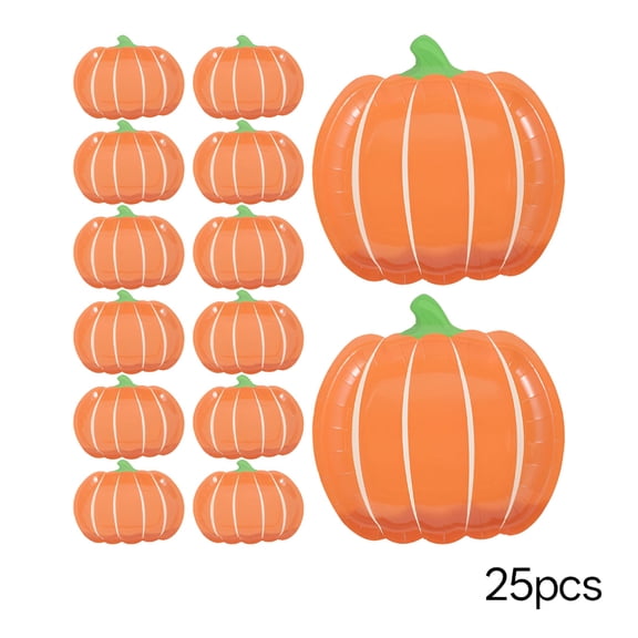 ACDANC 25pcs Pumpkin Paper Plates Fall Disposable Plates Party Dinner Plates Halloween Decor