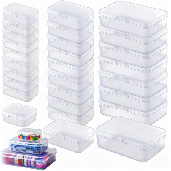ACDANC 28-Piece Plastic Storage Containers with Lids(3 Assorted Sizes),Rectangular Organizer Box Set Frosted White Storage Boxes for Office Desk&Personal Items,Matte Privacy Finish,White