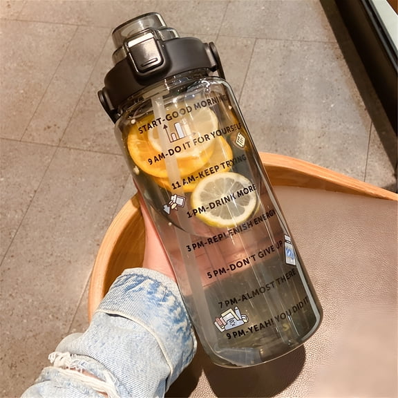 ACDANC 2L Sports Straw Water Bottle With Stickers Portable Large Capacity Fitness Bike Cup Summer Ice Cold Water Jug With Marker 2L/67.63 oz