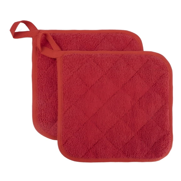 ACDANC 2PCS 100% Cotton Pot Holders,Kitchen Basic Potholder Heat Resistant,Terry Pot Holder Set for Cooking and Baking